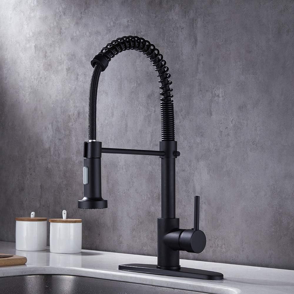 Pullout Spring Kitchen Faucet - Black