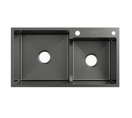 Double Bowl Kitchen Sink (Charcoal Grey)