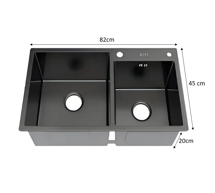 Double Bowl Kitchen Sink (Charcoal Grey)