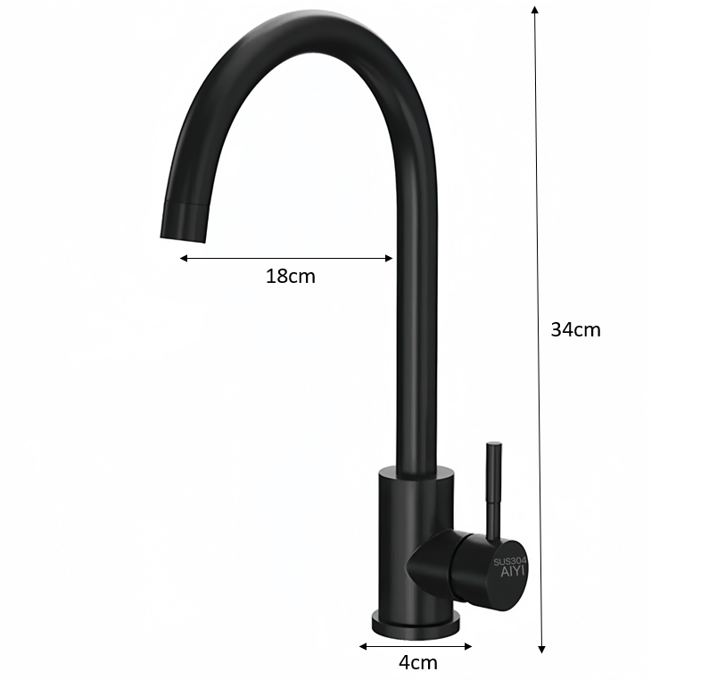 Single Lever Kitchen Mixer (Black / Silver)