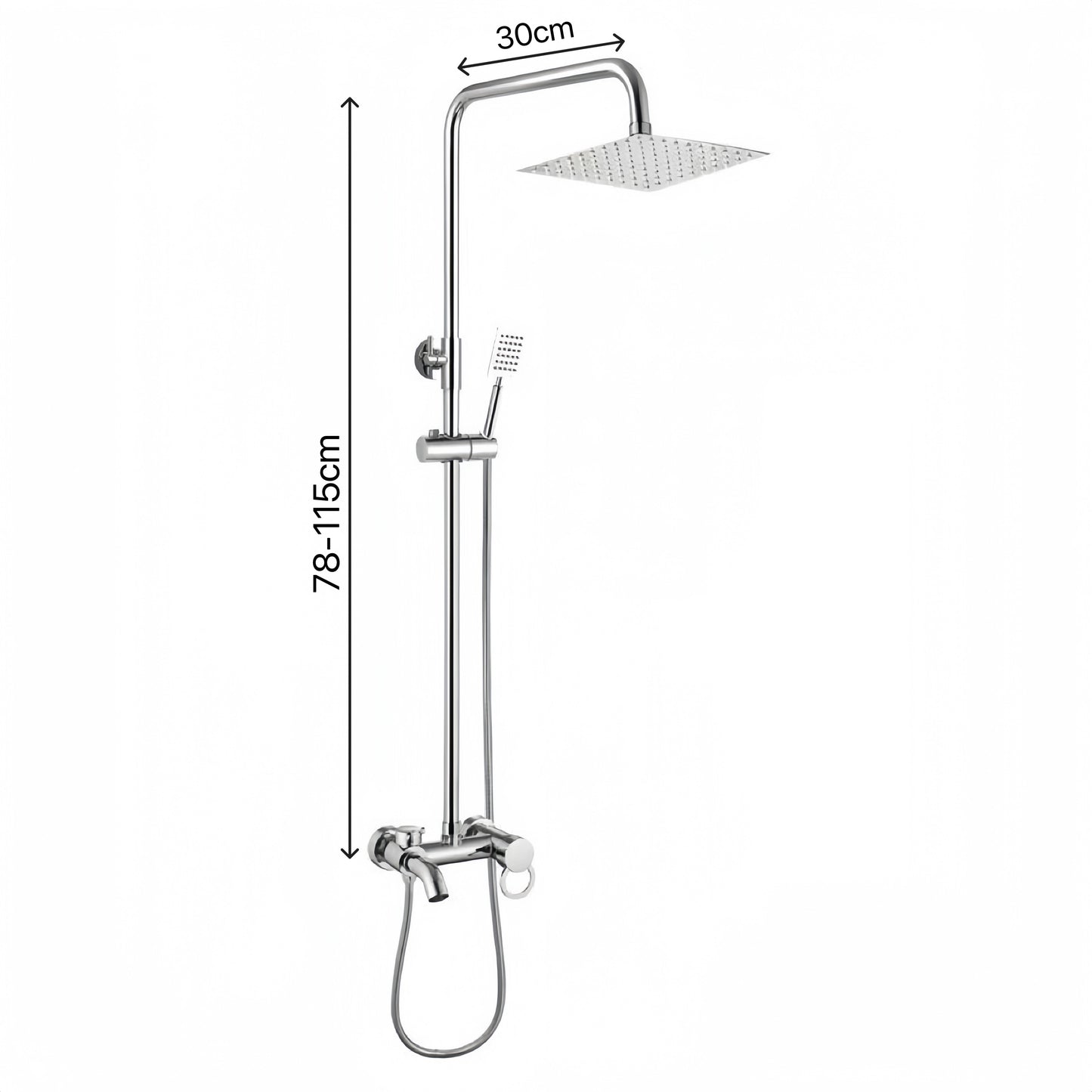 Stainless Steel Adjustable Full Shower Unit Set (Round / Square)
