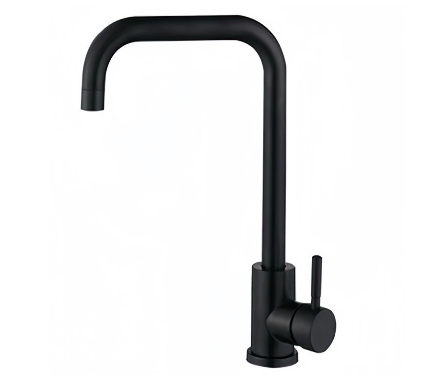 Single Lever Square Kitchen Mixer (Black / Silver)