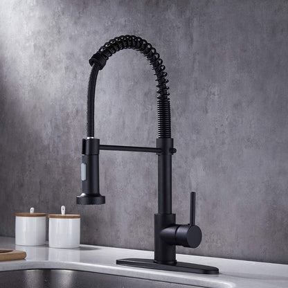 Pullout Spring Kitchen Faucet - Black