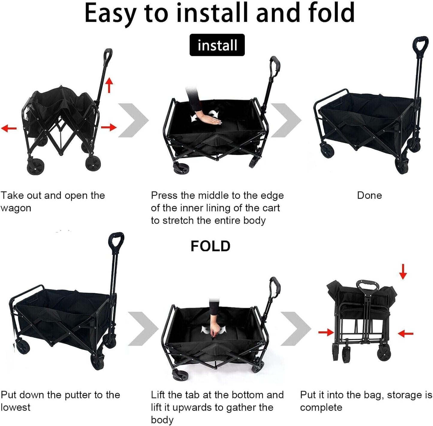 Foldable Utility Camping Wagon Cart