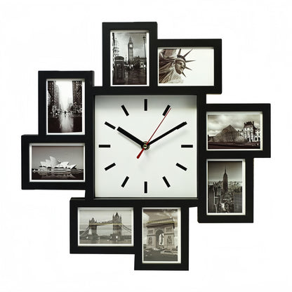 Photo Frame Wall Clock (Black/Gold)
