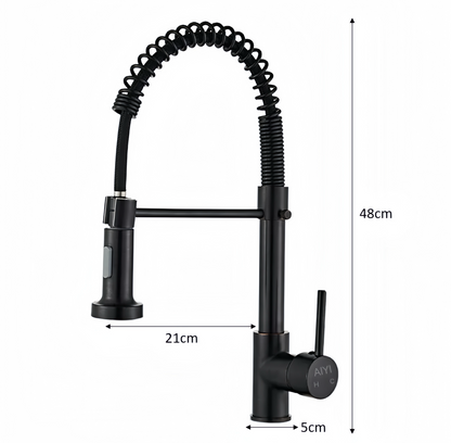 Pullout Spring Kitchen Faucet - Black