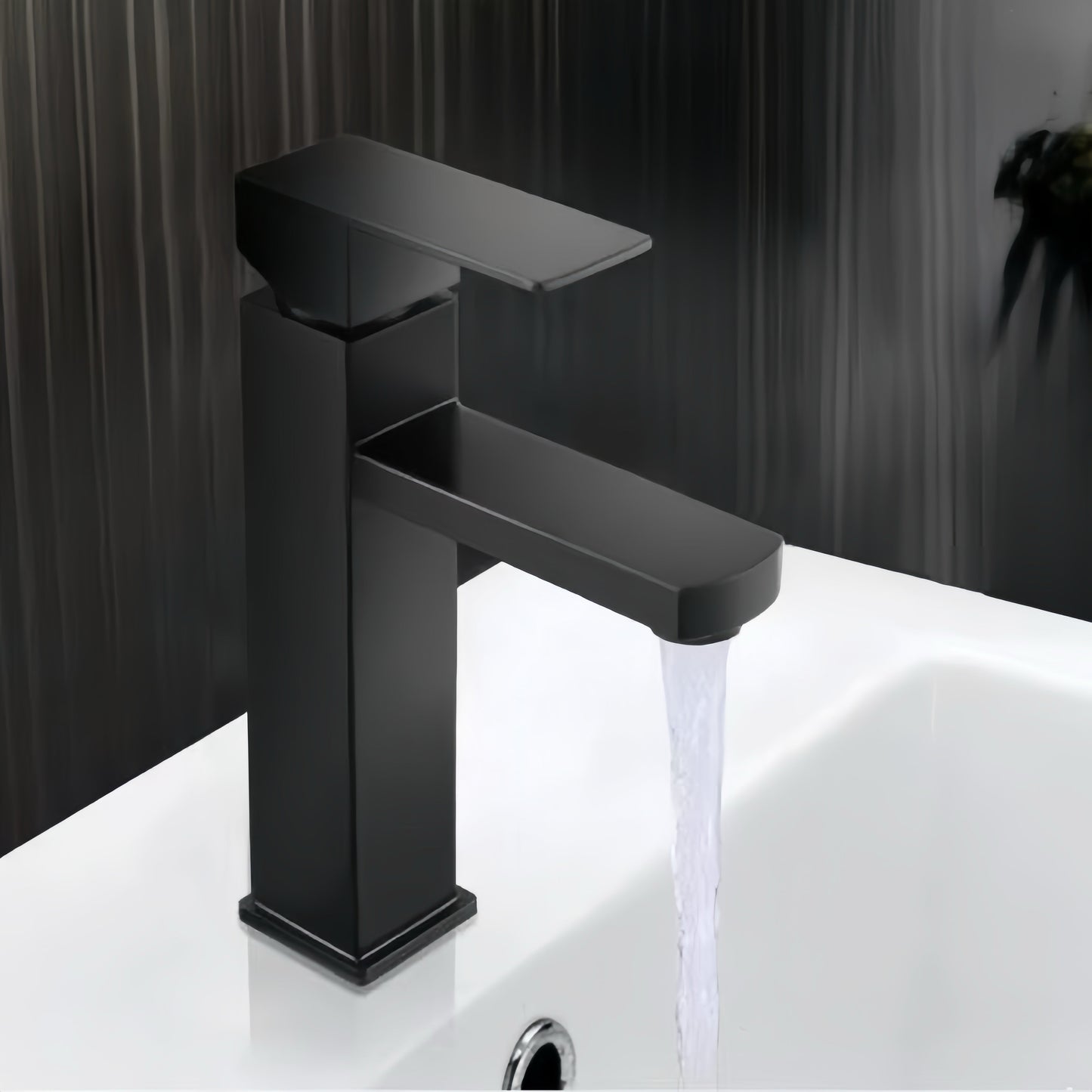 Square Basin Mixer (Silver / Matt Black)