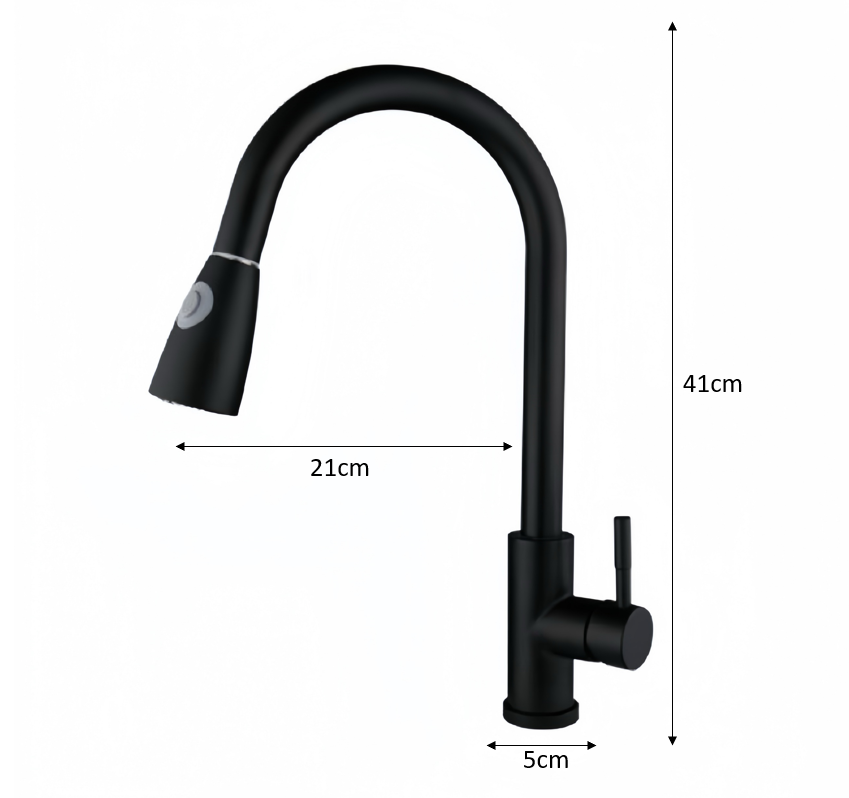 Pull Out Retractable Kitchen Faucet (Matt Black / Silver)