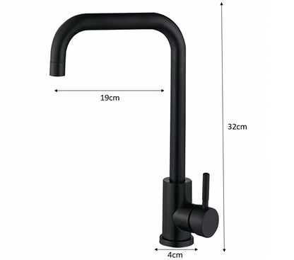 Single Lever Square Kitchen Mixer (Black / Silver)