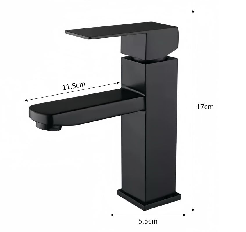 Square Basin Mixer (Silver / Matt Black)